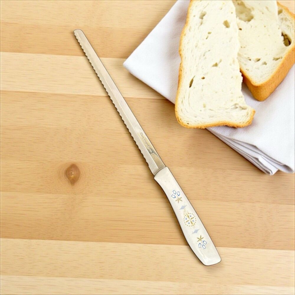 Ekco Vanadium Blue Dutch Tulip Knife Hollow Ground Bread Carving 14” VTG